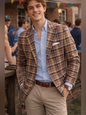 EUC Lord & Taylor Preppy Colorful Plaid Blazer 18R